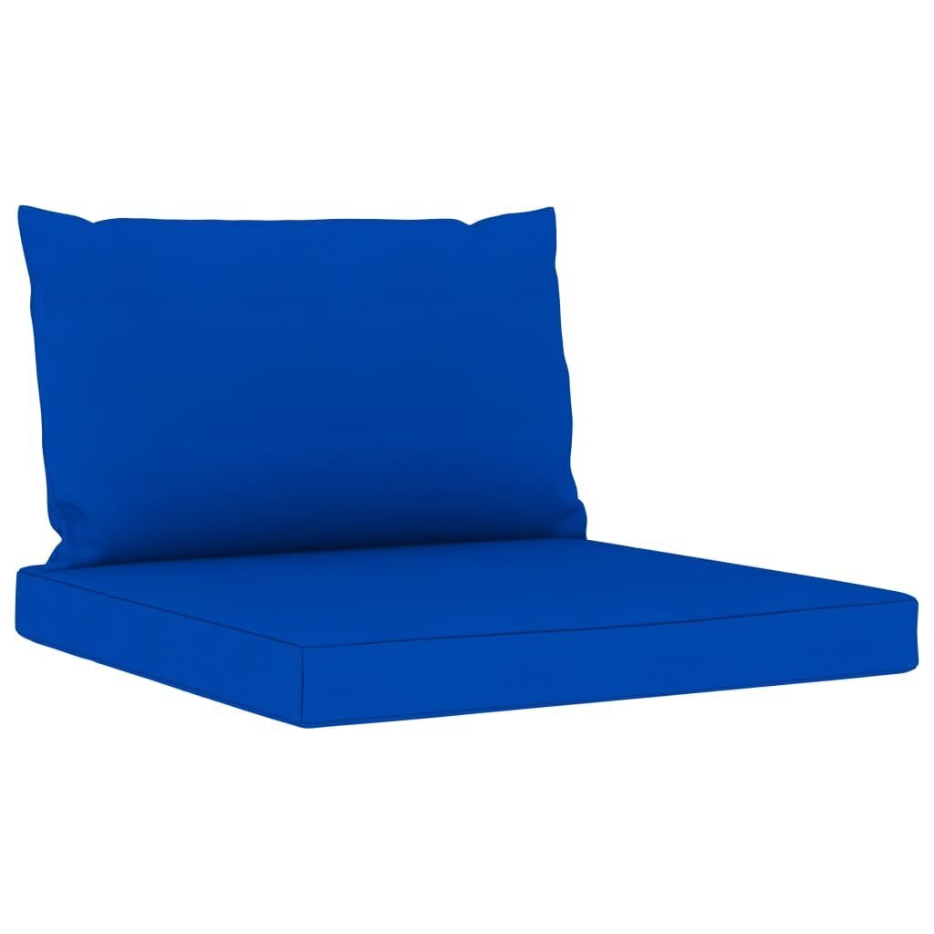 Trivietė sodo sofa su mėlynomis pagalvėlėmis, ruda kaina ir informacija | Lauko kėdės, foteliai, pufai | pigu.lt