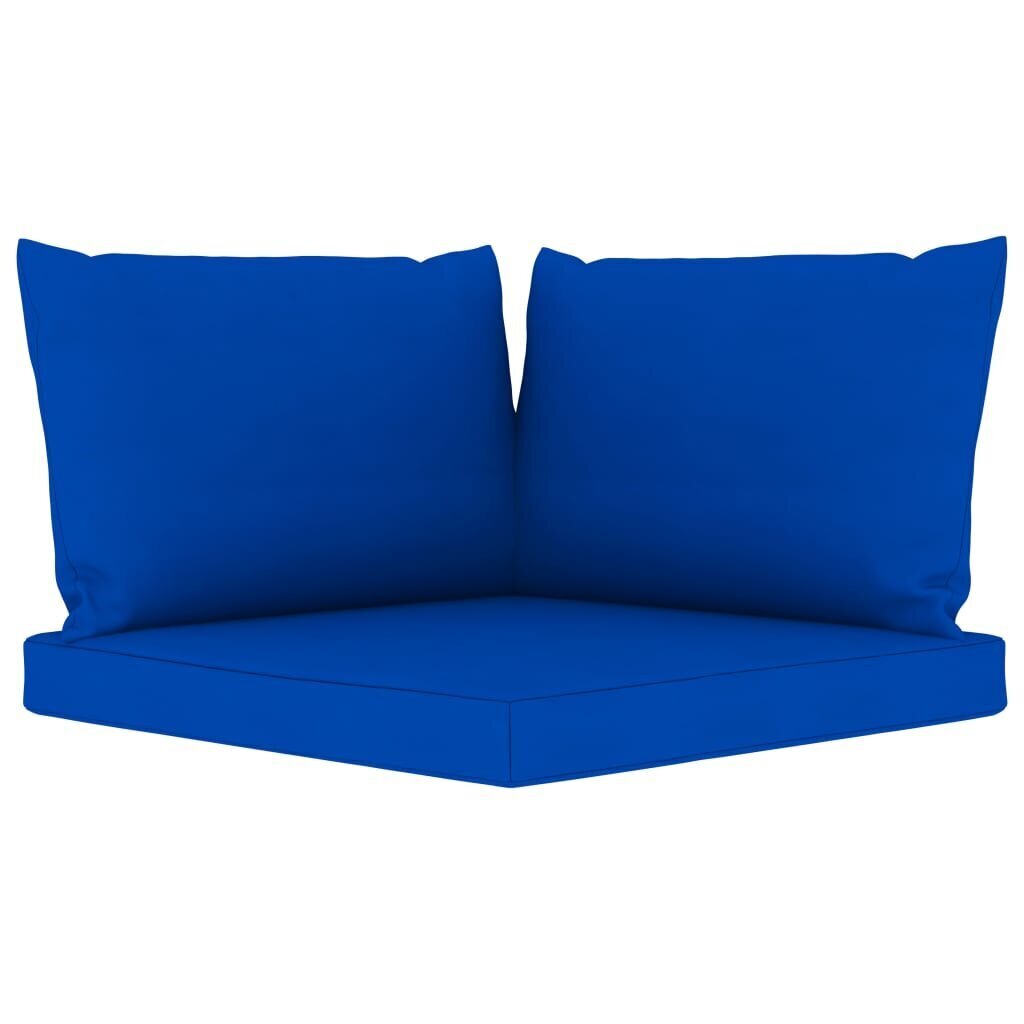 Trivietė sodo sofa su mėlynomis pagalvėlėmis, ruda kaina ir informacija | Lauko kėdės, foteliai, pufai | pigu.lt