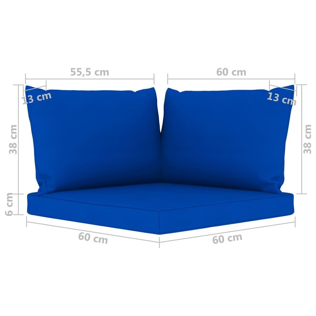 Trivietė sodo sofa su mėlynomis pagalvėlėmis, ruda kaina ir informacija | Lauko kėdės, foteliai, pufai | pigu.lt