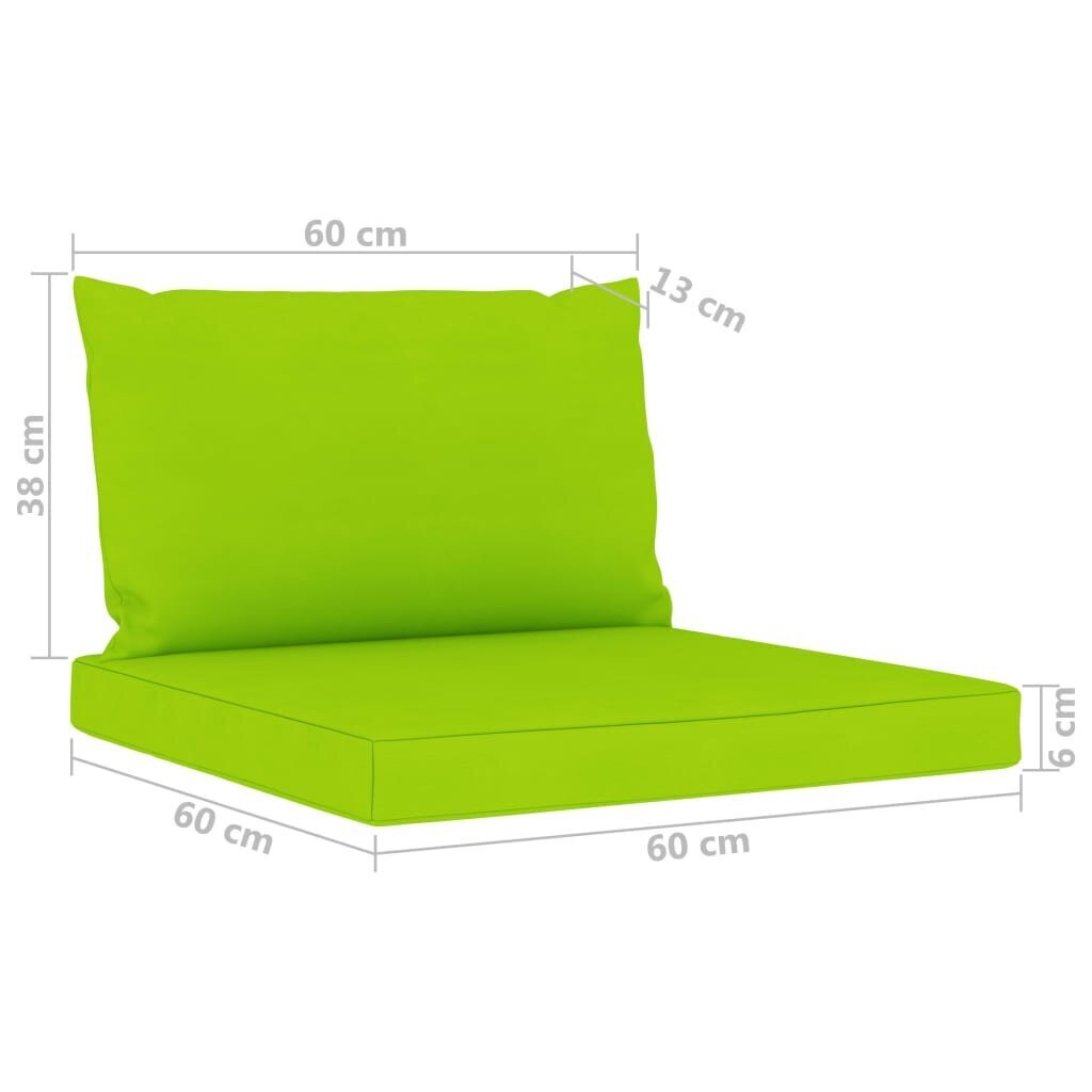 Trivietė sodo sofa su šviesiai žaliomis pagalvėlėmis, ruda kaina ir informacija | Lauko kėdės, foteliai, pufai | pigu.lt