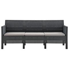 Trivietė sodo sofa su pagalvėlėmis, pilka цена и информация |  Садовые стулья, кресла, пуфы | pigu.lt