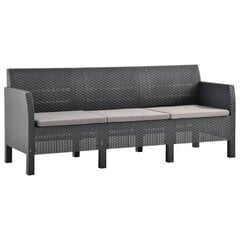 Trivietė sodo sofa su pagalvėlėmis, pilka цена и информация |  Садовые стулья, кресла, пуфы | pigu.lt