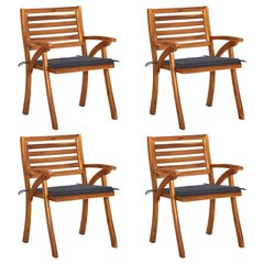 Sodo kėdės su pagalvėlėmis, 4 vnt, rudos kaina ir informacija | Lauko kėdės, foteliai, pufai | pigu.lt