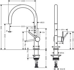 Смеситель для кухни Hansgrohe TALIS M54 72843670 (черный матовый) цена и информация | Кухонные смесители  | pigu.lt