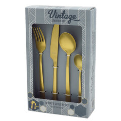 Stalo įrankių rinkinys Vintage 16vnt., aukso spalvos kaina ir informacija | Stalo įrankiai | pigu.lt