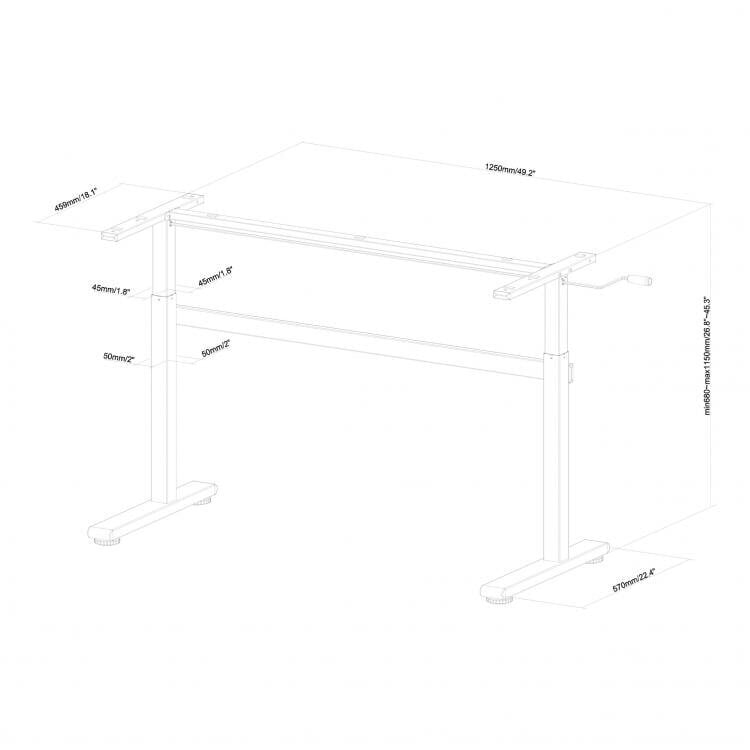 Reguliuojamo aukščio kompiuterinis stalas Sbox MD-220, 140x60x70 cm, pilkas kaina ir informacija | Kompiuteriniai, rašomieji stalai | pigu.lt