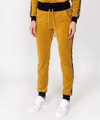 Женские бархатные спортивные брюки с дизайнерской лентой, SNP61021 Желтые цена и информация | Брюки | pigu.lt