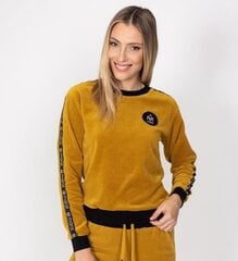 Aksominis džemperis su dizainerio juostele moterims SNP21106, geltonas kaina ir informacija | Džemperiai moterims | pigu.lt