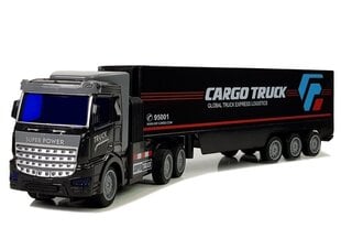 Sunkvežimis su nuotolinio valdymo pultu Lean Toys Cargo Truck 1:48, juodas, 6 m.+ kaina ir informacija | Žaislai berniukams | pigu.lt