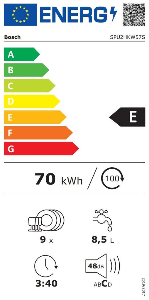 Bosch SPU2HKW57S kaina ir informacija | Indaplovės | pigu.lt