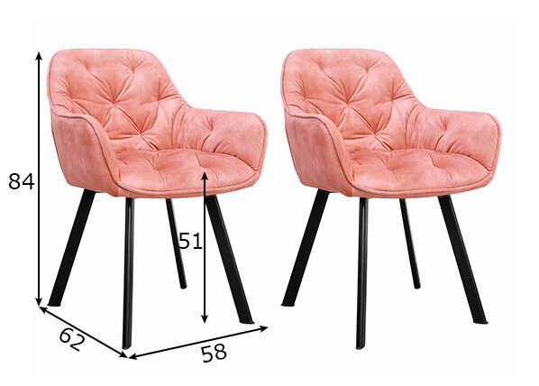 Valgomojo kėdės, 2 vnt., rožinės spalvos kaina ir informacija | Virtuvės ir valgomojo kėdės | pigu.lt