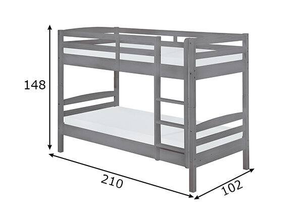 Dviaukštė lova Lavius, 90x200 cm kaina ir informacija | Lovos | pigu.lt