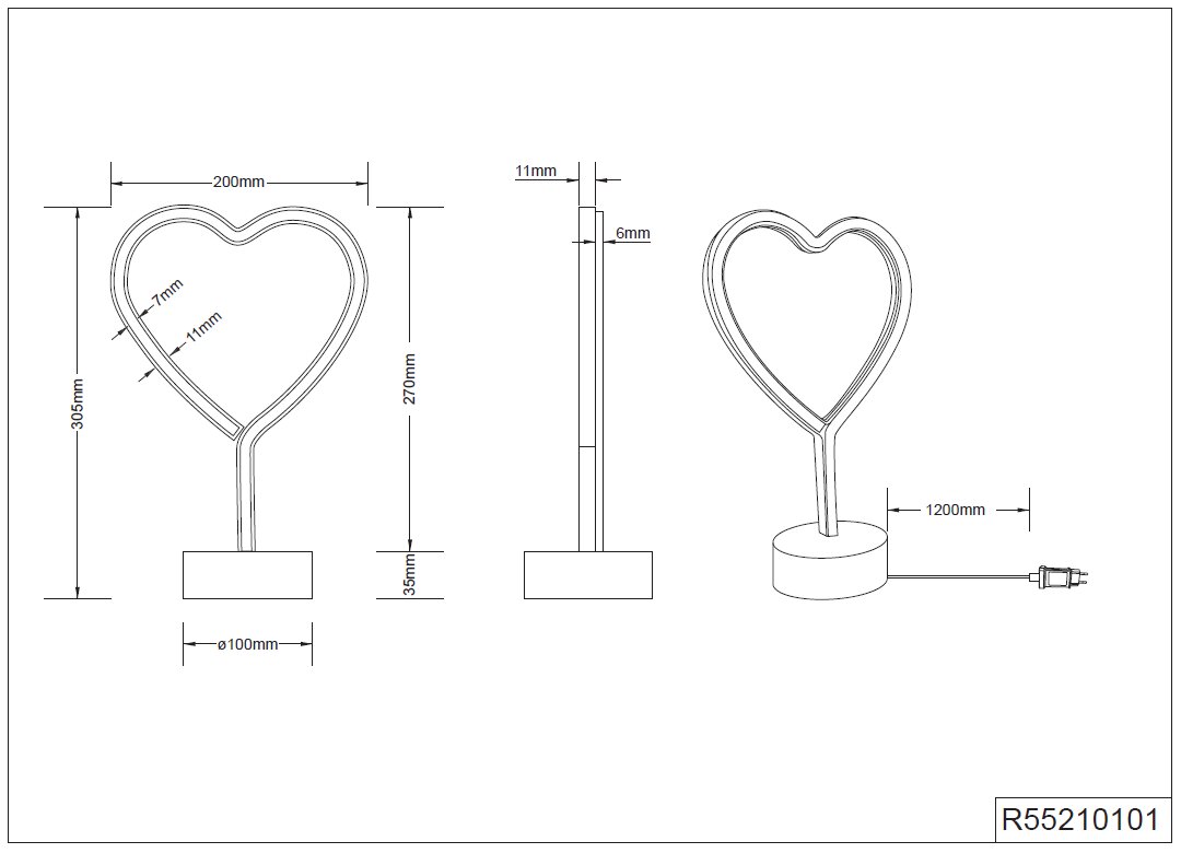 Trio LED stalinis šviestuvas Heart kaina ir informacija | Staliniai šviestuvai | pigu.lt