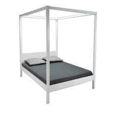Кровать с балдахином Romance 140х190 см белая цена и информация | Кровати | pigu.lt
