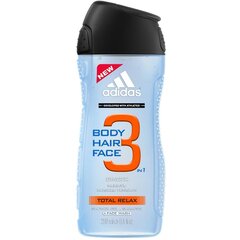 Dušo želė Adidas Total Relax 3in1 vyrams 250 ml kaina ir informacija | Dušo želė, aliejai | pigu.lt