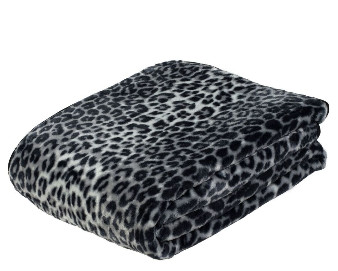 Tekstilinis pledas / antklodė Cashmere sniego leopardas, pilkas, 150 x 200 cm цена и информация | Lovatiesės ir pledai | pigu.lt