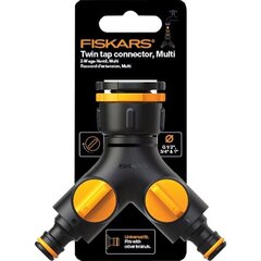 Разъем Fiskars с двойным краном, Multi цена и информация | Оборудование для полива | pigu.lt