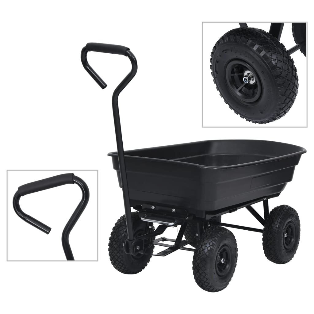 Paverčiamas rankinis sodo vežimėlis, juodas kaina ir informacija | Karučiai | pigu.lt