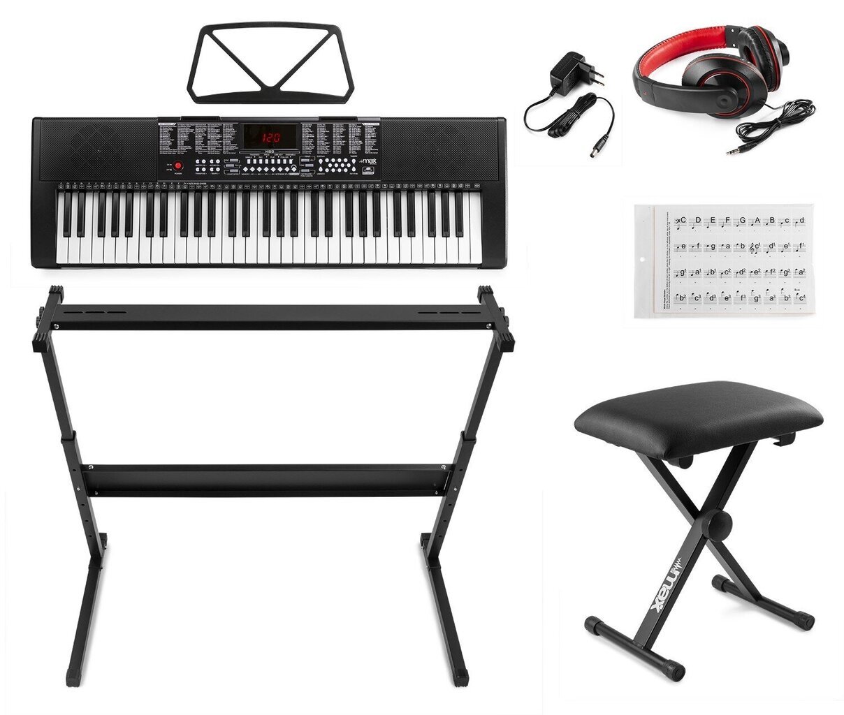 Elektroninės klaviatūros rinkinys Premium Max KB5SET цена и информация | Klavišiniai muzikos instrumentai | pigu.lt