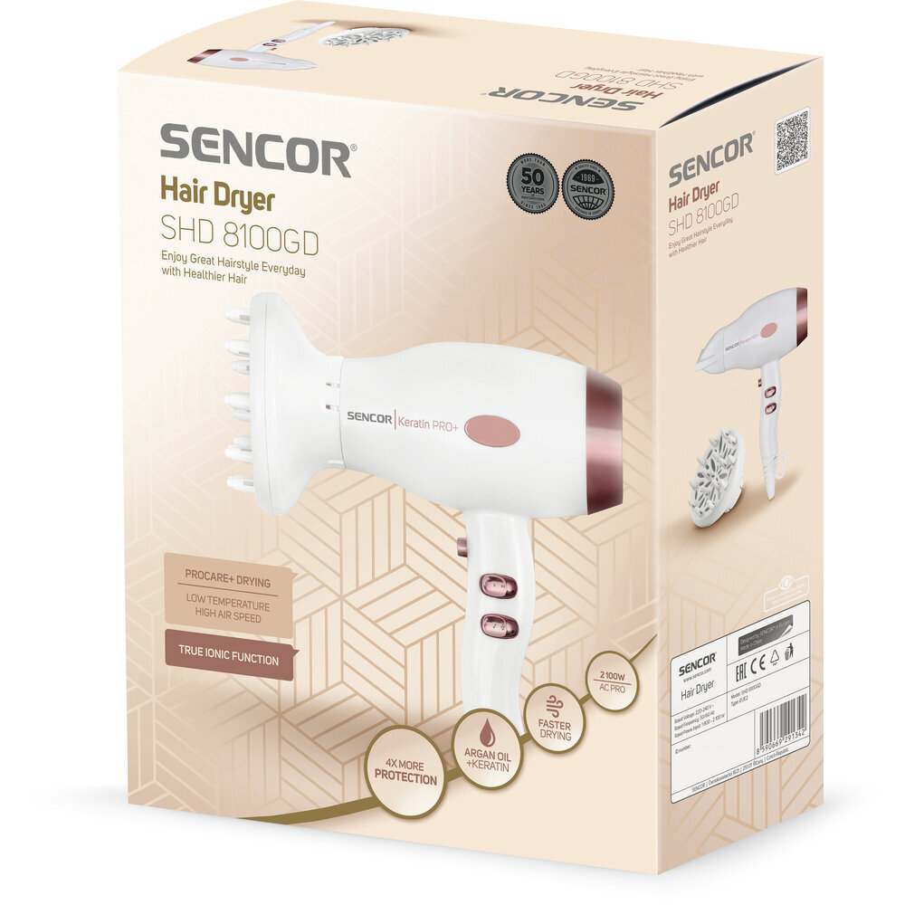 Sencor SHD 8100GD kaina ir informacija | Plaukų džiovintuvai | pigu.lt