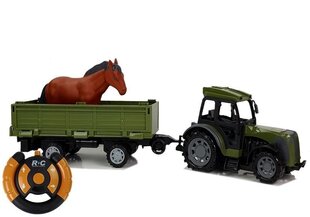 Зеленый трактор с прицепом для лошадей цена и информация | Игрушки для мальчиков | pigu.lt