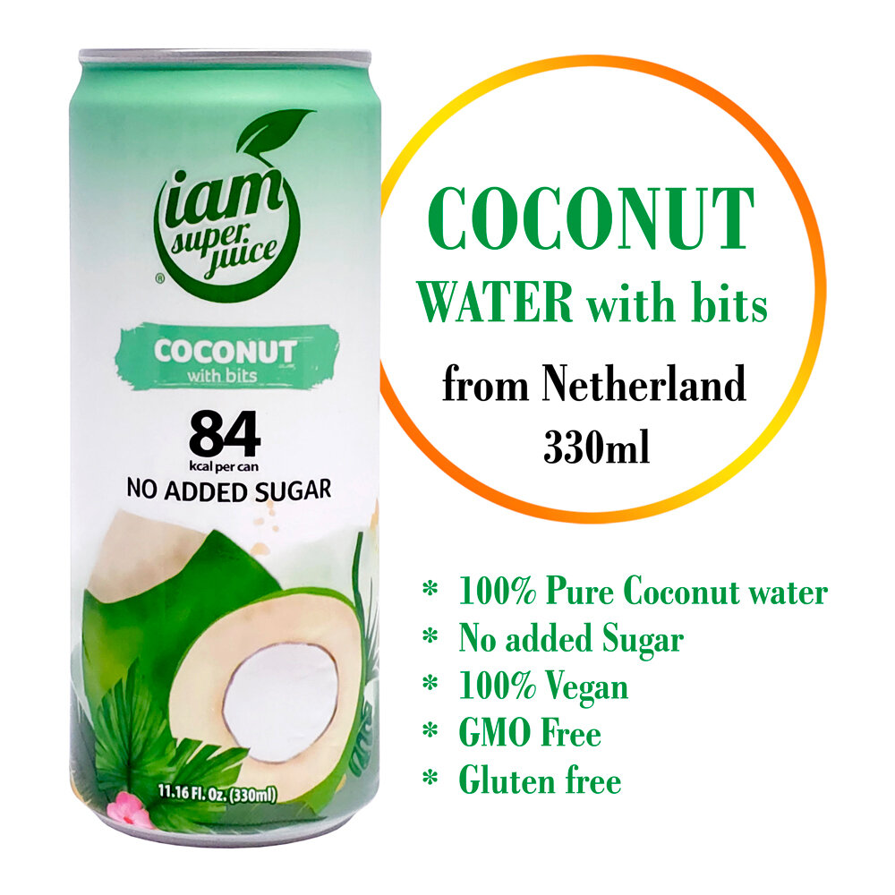 100% Kokosų vanduo su gabaliukais, Coconut water with bits, I am super juice, 330ml kaina ir informacija | Gaivieji gėrimai | pigu.lt