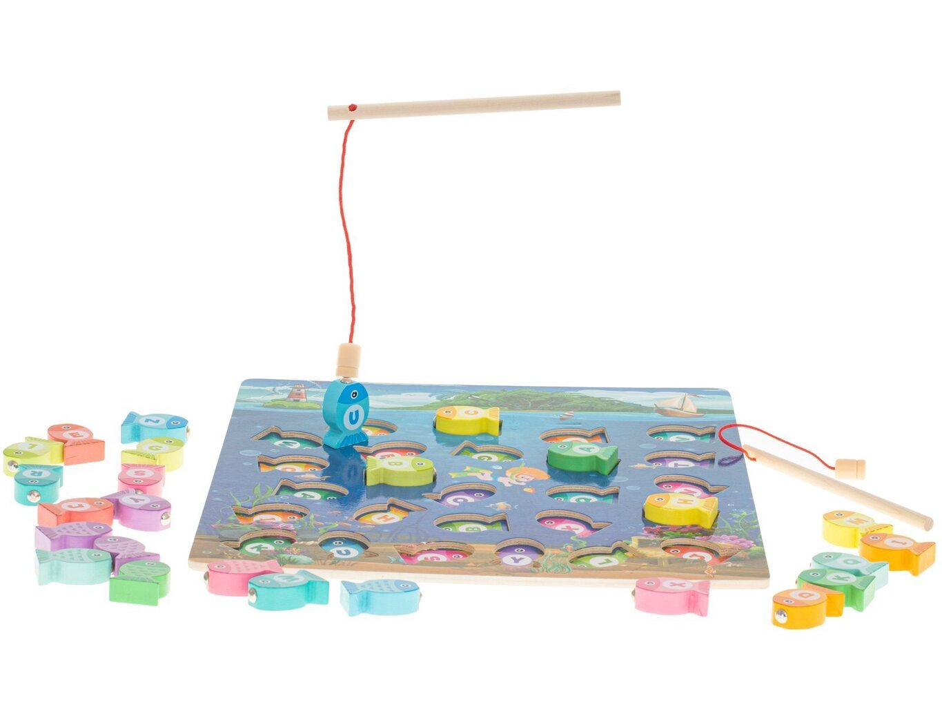 Vaikų medinis žvejybos žaidimas su magnetais, 3 m.+ kaina ir informacija | Lavinamieji žaislai | pigu.lt