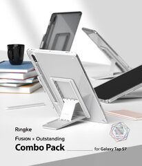 Ringke Fusion Combo Outstanding hard case with TPU frame for Samsung Galaxy Tab S7 11'' + self-adhesive foldable stand grey (FC475R40) цена и информация | Чехлы для планшетов и электронных книг | pigu.lt