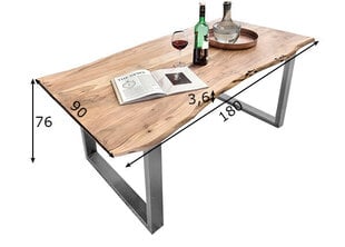 Valgomojo stalas Tiche 90 X 180 cm, akacija / natūralus kaina ir informacija | Virtuvės ir valgomojo stalai, staliukai | pigu.lt