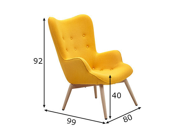 Fotelis, geltonos spalvos цена и информация | Svetainės foteliai | pigu.lt