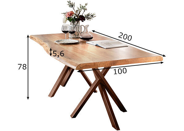 Valgomojo stalas Tische 200 x 100 cm, antikinis rudas цена и информация | Virtuvės ir valgomojo stalai, staliukai | pigu.lt