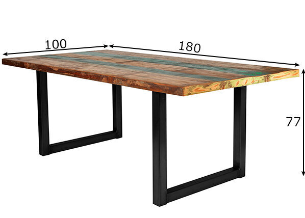 Valgomojo stalas Tisch 100 x 180 cm, antikinis juodas цена и информация | Virtuvės ir valgomojo stalai, staliukai | pigu.lt
