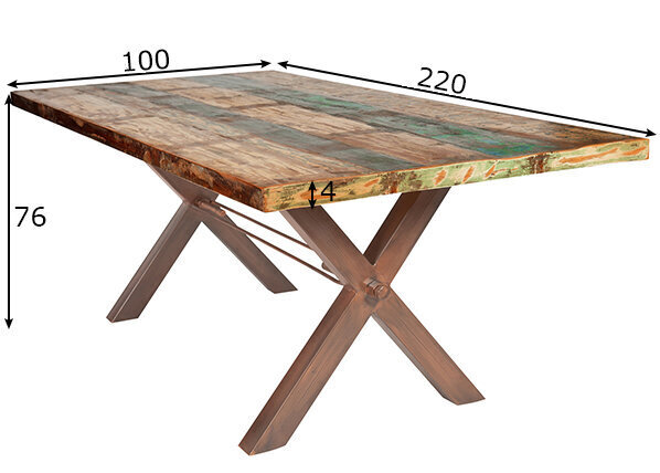 Valgomojo stalas Tisch 100 x 200 cm, antikinis rudas цена и информация | Virtuvės ir valgomojo stalai, staliukai | pigu.lt