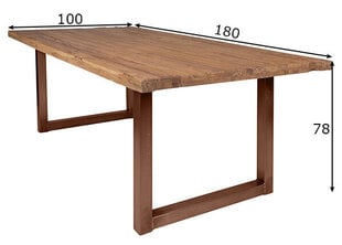Valgomojo stalas Tisch, 100 x 180 cm, antikinis rudas kaina ir informacija | Virtuvės ir valgomojo stalai, staliukai | pigu.lt