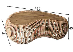 Журнальный столик из ротанга и тикового дерева цена и информация | Журнальные столы | pigu.lt