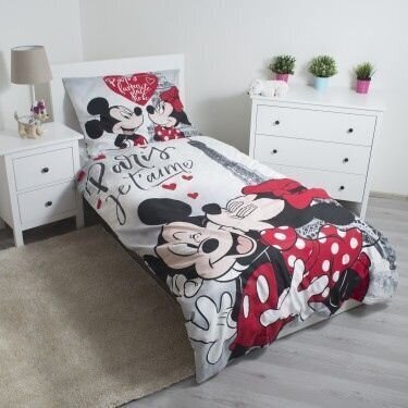 Patalynės komplektas Minnie & Mickey 140 x 200 cm + pagalvės užvalkalas 70 x 90 cm цена и информация | Patalynė kūdikiams, vaikams | pigu.lt