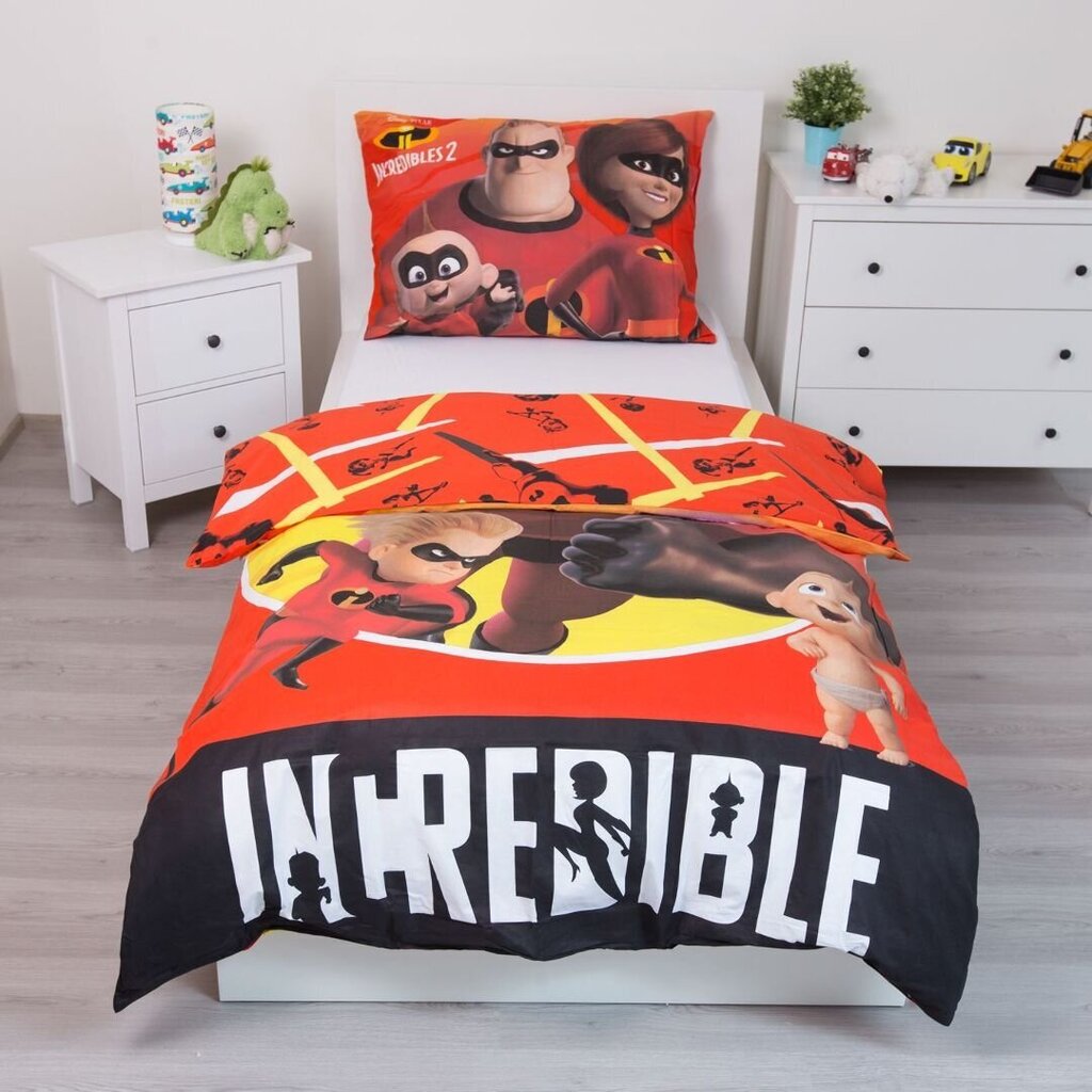 Patalynės komplektas Incredibles 140 x 200 cm + pagalvės užvalkalas 70 x 90 cm. kaina ir informacija | Patalynė kūdikiams, vaikams | pigu.lt