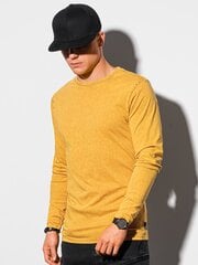 Vyriški marškinėliai ilgomis rankovėmis be rašto Ombre L131, geltoni kaina ir informacija | Vyriški marškinėliai | pigu.lt