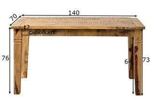 Обеденный стол Rustic, 140x70 см, манго цена и информация | Кухонные и обеденные столы | pigu.lt