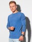 Vyriški marškinėliai ilgomis rankovėmis be rašto Ombre L131, mėlyni kaina ir informacija | Vyriški marškinėliai | pigu.lt