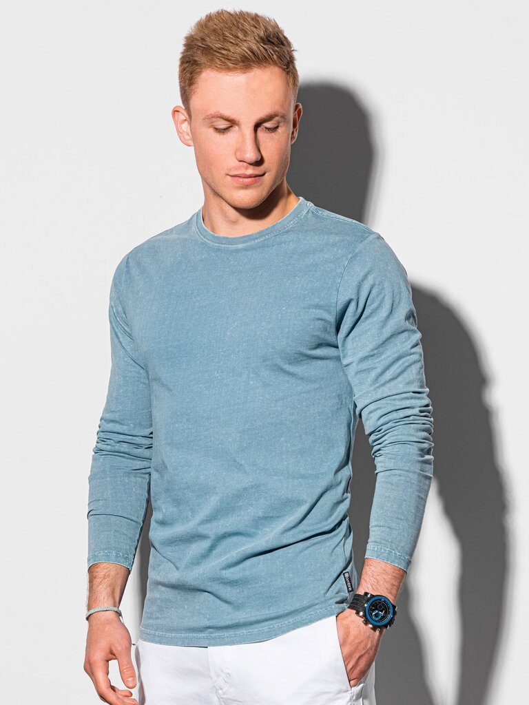 Vyriški marškinėliai be atspaudų Ombre L131, mėlyni kaina ir informacija | Vyriški marškinėliai | pigu.lt