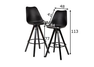 2-ių baro kėdžių komplektas Wohnling WL6.126, juodas kaina ir informacija | Virtuvės ir valgomojo kėdės | pigu.lt