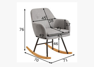 Кресло-качалка Malmo, светло-серый цена и информация | Кресла в гостиную | pigu.lt