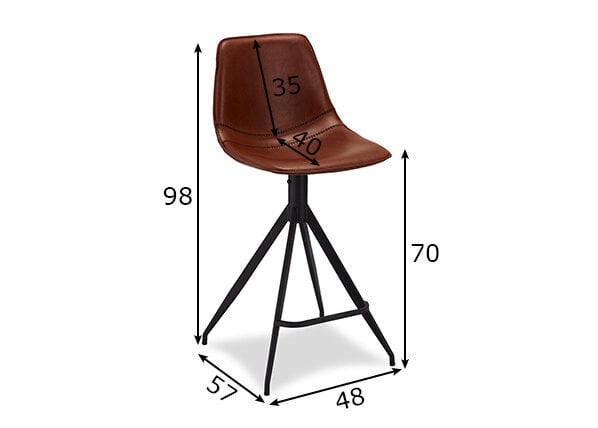 Baro kėdės Isabel, 2 vnt., rudos kaina ir informacija | Virtuvės ir valgomojo kėdės | pigu.lt