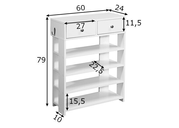 Batų lentyna Wohnling, balta kaina ir informacija | Batų spintelės, lentynos ir suolai | pigu.lt