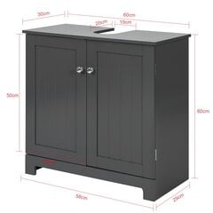 SoBuy BZR18-DG Under-Sink Cabinet Bathroom Cabinet Dark Grey W x H x D x H: Approx. 60 x 60 x 30 см цена и информация | Шкафчики для ванной | pigu.lt