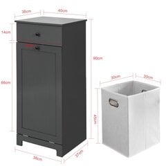 SoBuy Bathroom Laundry Basket Bathroom Storage Cabinet Unit with Drawer,BZR21-DG цена и информация | Шкафчики для ванной | pigu.lt