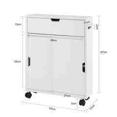 SoBuy Bathroom Cabinet Storage Shelf on Wheels, Bathroom Toilet Paper Storage Cabinet,BZR31-W цена и информация | Шкафчики для ванной | pigu.lt