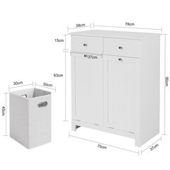 SoBuy 2 ящика 2 двери шкаф для стирки Комод для белья, шкаф для ванной, BZR33-W цена и информация | Шкафчики для ванной | pigu.lt