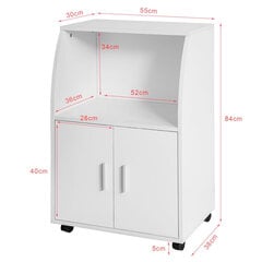 Белый, деревянный кухонный шкаф на колесиках FRG241-W цена и информация | Кухонные шкафчики | pigu.lt